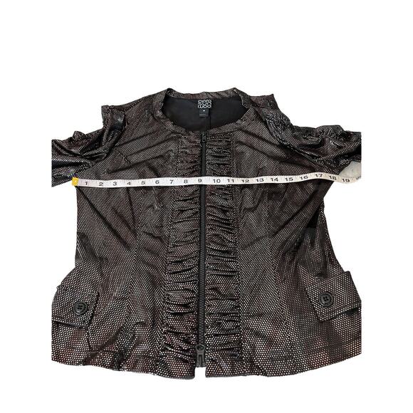 Clara Sun Woo Shiny Metallic Dot Dress Jacket Zip Up Size Medium - Picture 8 of 11